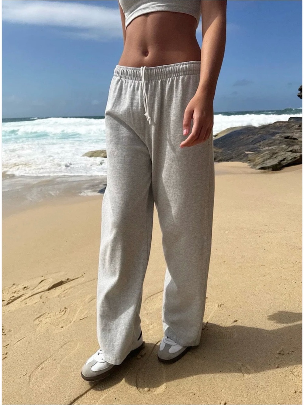 Brandy Melville Grey Anastasia Wide Leg Sweatpants Loungewear